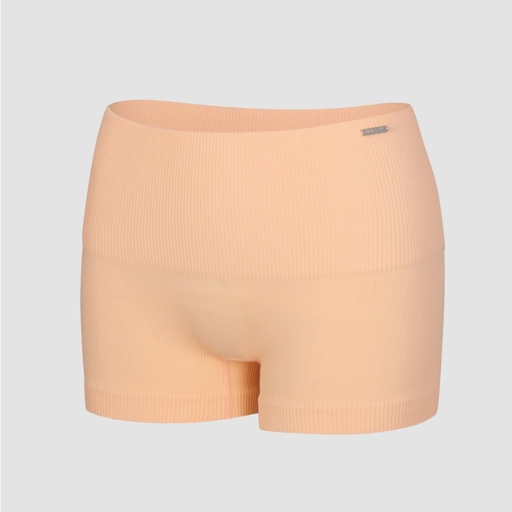 NWT, Savage x Fenty‎ SEAMLESS RIB SPORT HIGH-WAIST SHORT, Pink Orange, M, C88